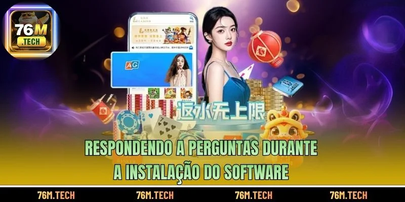 Respondendo a perguntas durante a instalação do software